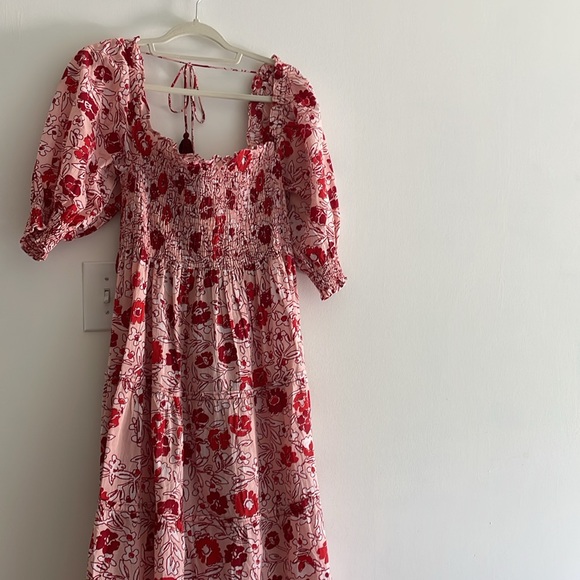 Anthropologie Red Floral Midi Dress - Picture 9 of 10
